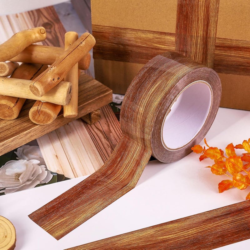 Whaline 109 Yard Wood Grain Packing Tape Brown Decorative Gift Wrapping Tape for Small Business DIY Crafts Box Carton Decor - Image 4